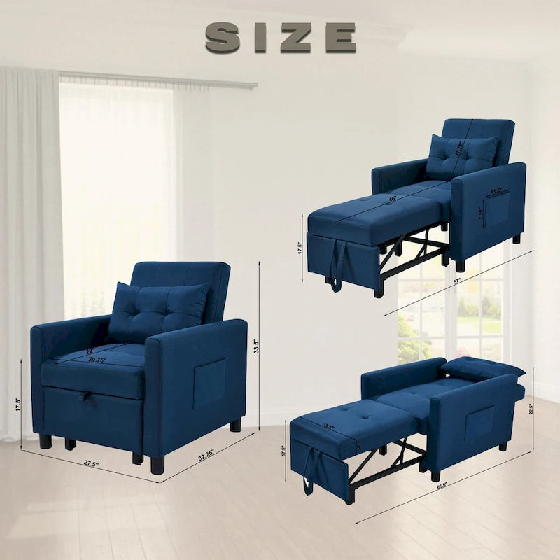 Einzelschlafsofa mit Ausziehfunktion und 1 Lendenkissen