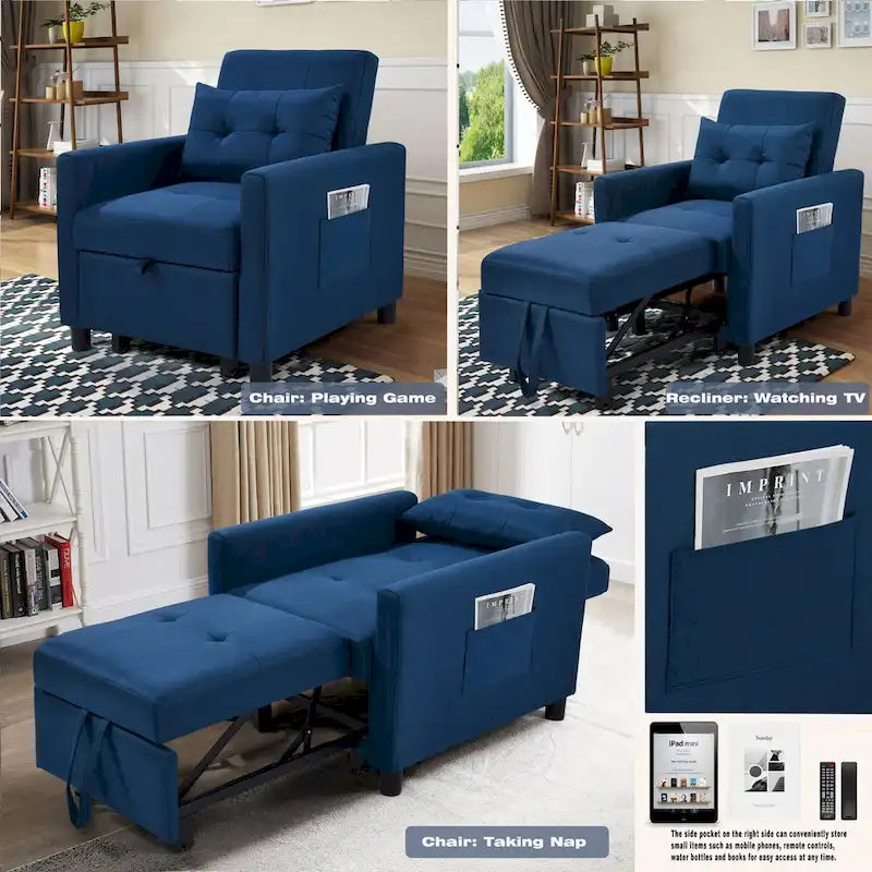 Einzelschlafsofa mit Ausziehfunktion und 1 Lendenkissen