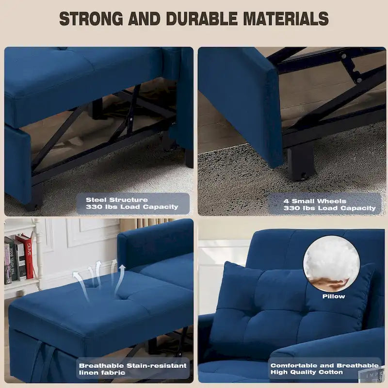 Einzelschlafsofa mit Ausziehfunktion und 1 Lendenkissen