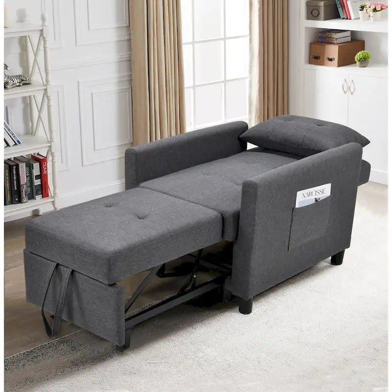 Einzelschlafsofa mit Ausziehfunktion und 1 Lendenkissen