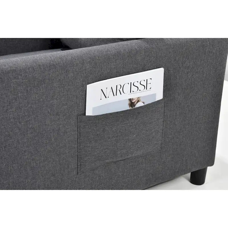 Einzelschlafsofa mit Ausziehfunktion und 1 Lendenkissen
