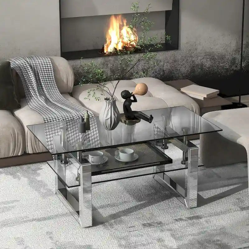 Couchtisch aus transparentem gehärtetem Glas