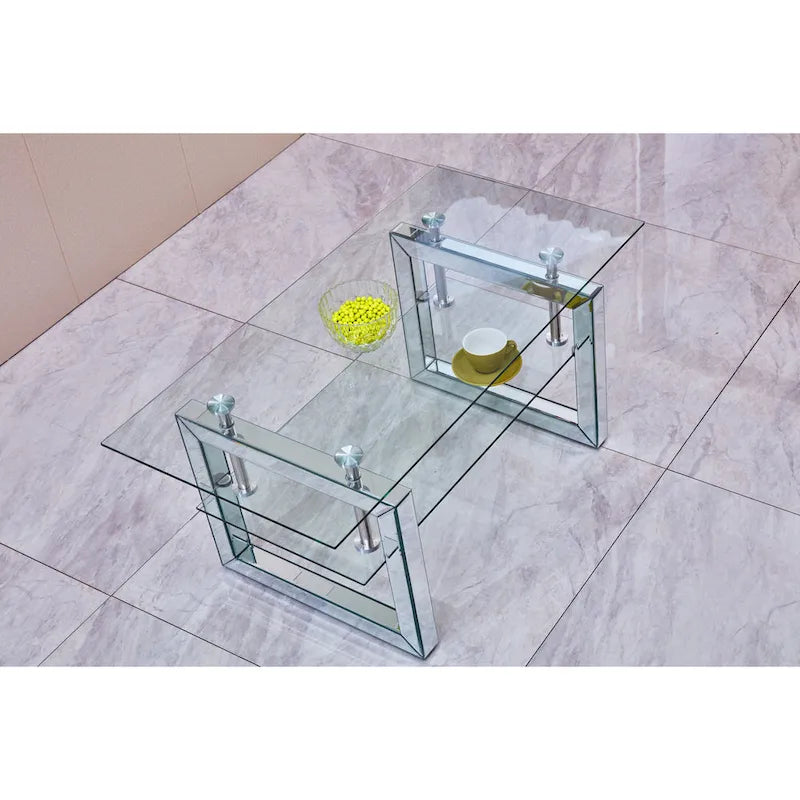 Couchtisch aus transparentem gehärtetem Glas