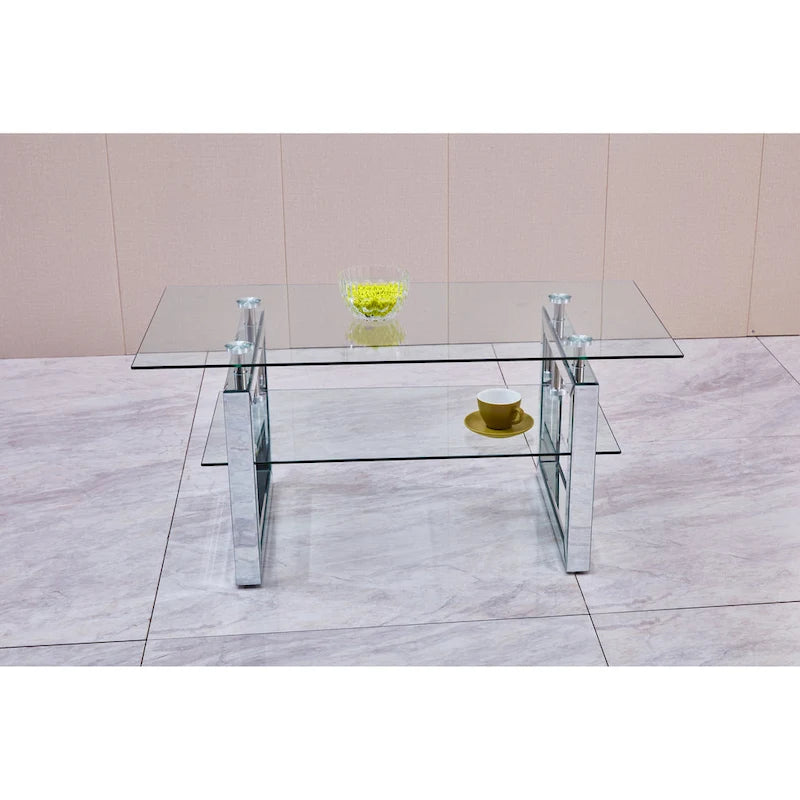 Couchtisch aus transparentem gehärtetem Glas