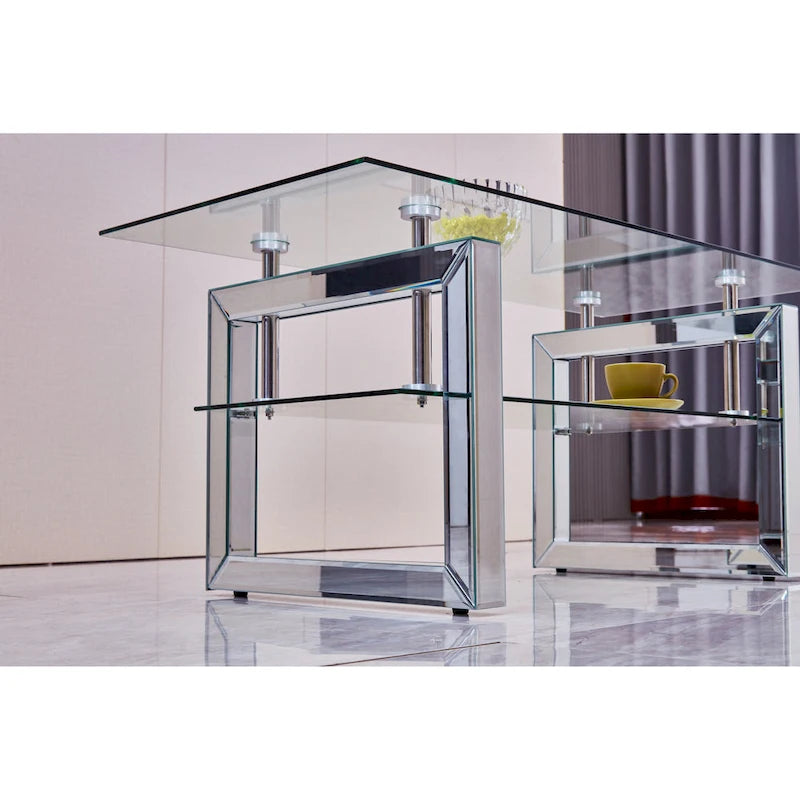 Couchtisch aus transparentem gehärtetem Glas