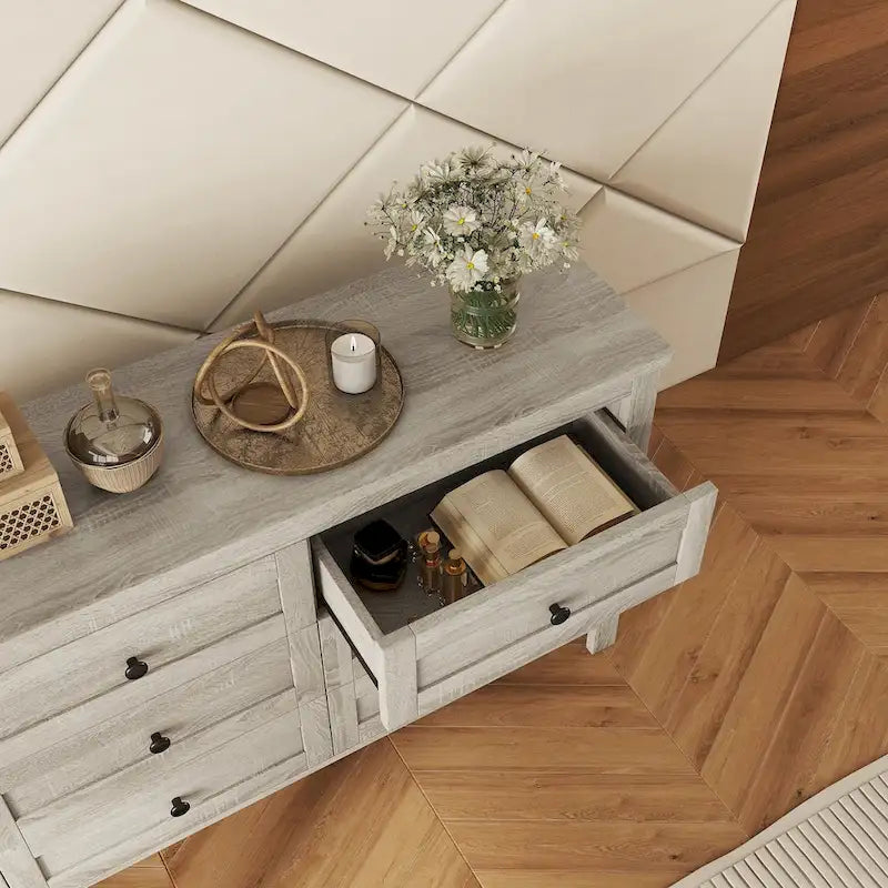 Kommode im Retro-Bauernhausstil aus Holz mit 6 Schubladen, Aufbewahrungsschrank für das Schlafzimmer