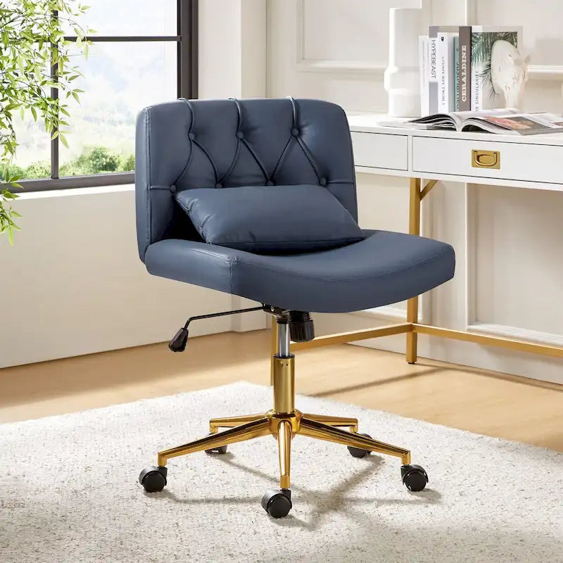 Bürodrehstuhl Charlie Modern Button-Tufted mit Kippfunktion und Kissen von