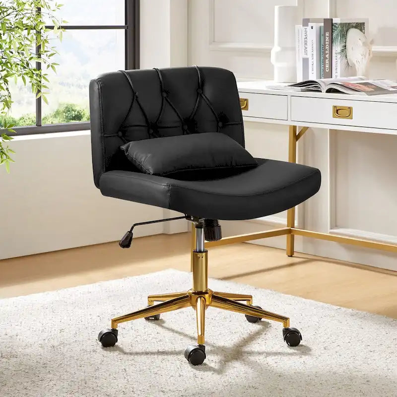 Bürodrehstuhl Charlie Modern Button-Tufted mit Kippfunktion und Kissen von