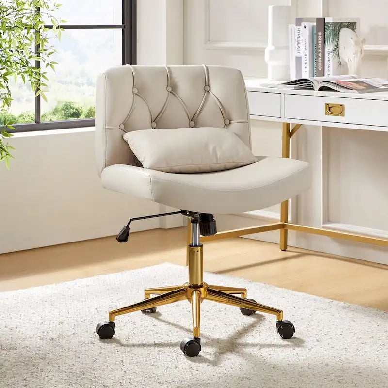 Charlie Modern Button-Tufted Swivel Tilting Office Chair with Pillow by 