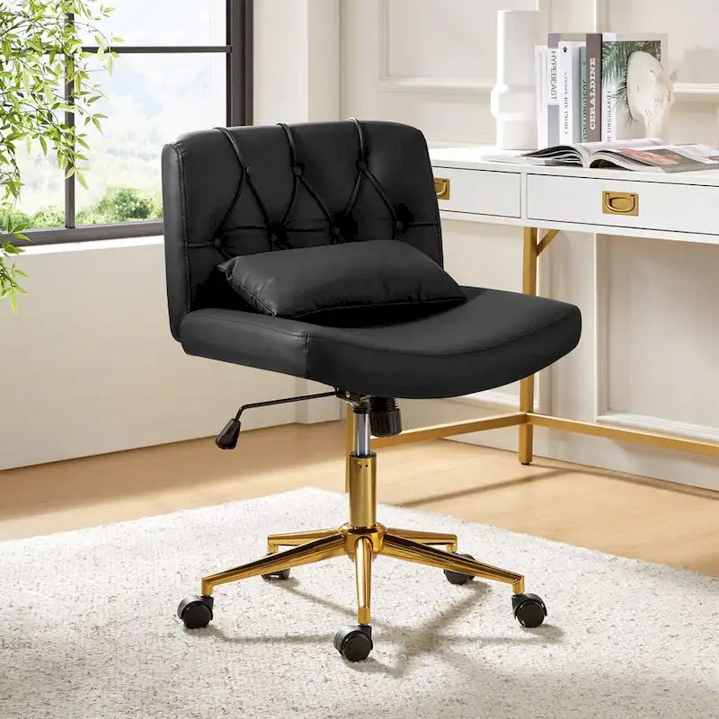 Bürodrehstuhl Charlie Modern Button-Tufted mit Kippfunktion und Kissen von