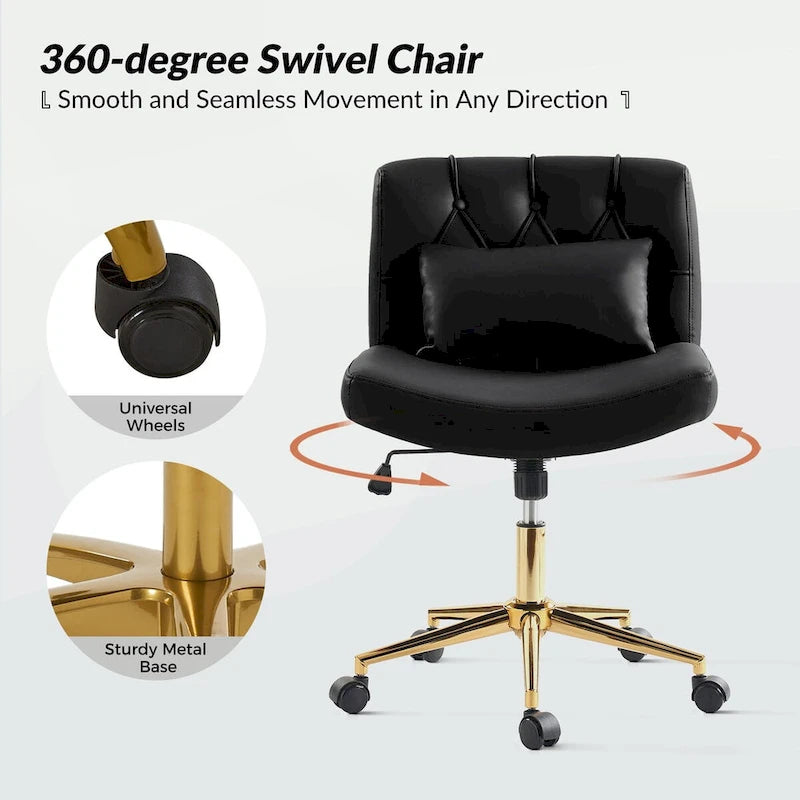 Bürodrehstuhl Charlie Modern Button-Tufted mit Kippfunktion und Kissen von