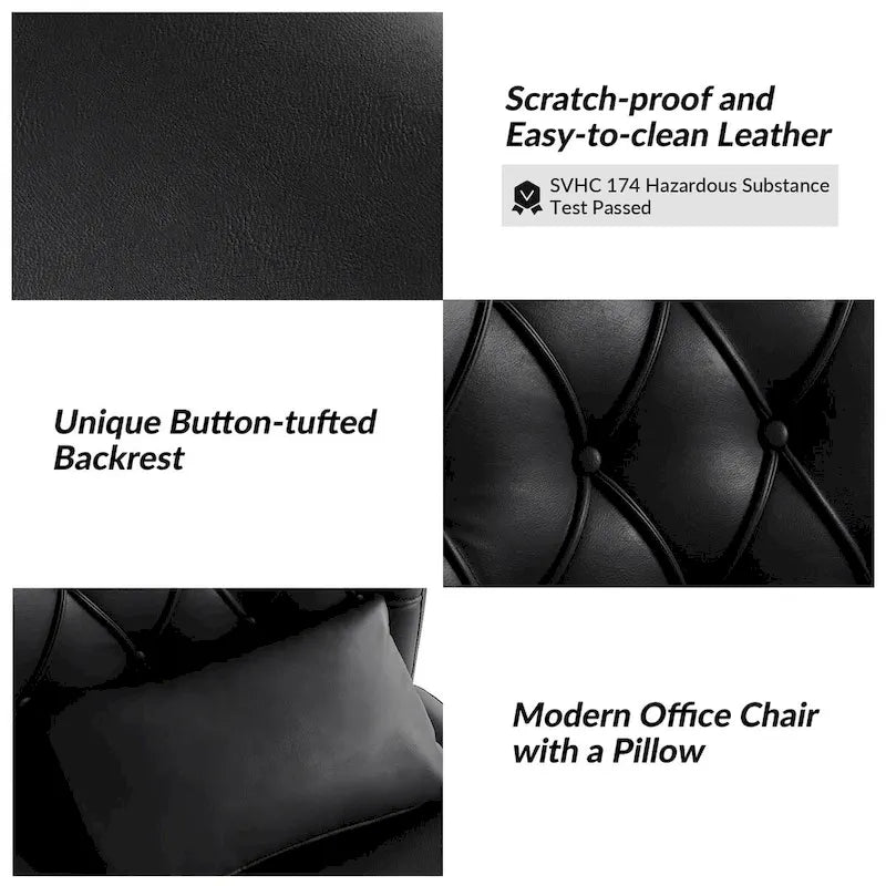 Bürodrehstuhl Charlie Modern Button-Tufted mit Kippfunktion und Kissen von