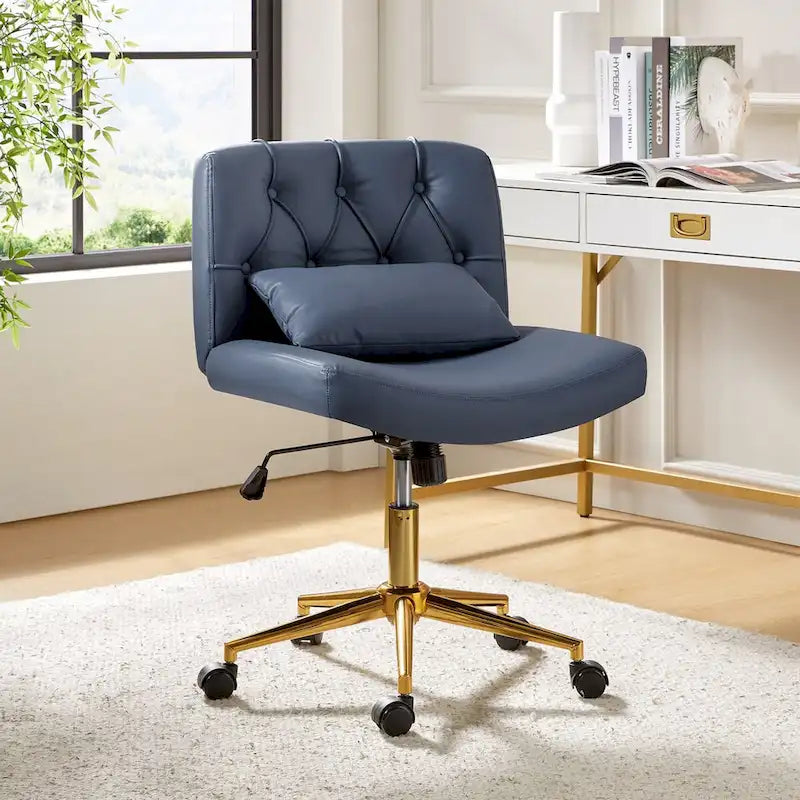 Bürodrehstuhl Charlie Modern Button-Tufted mit Kippfunktion und Kissen von