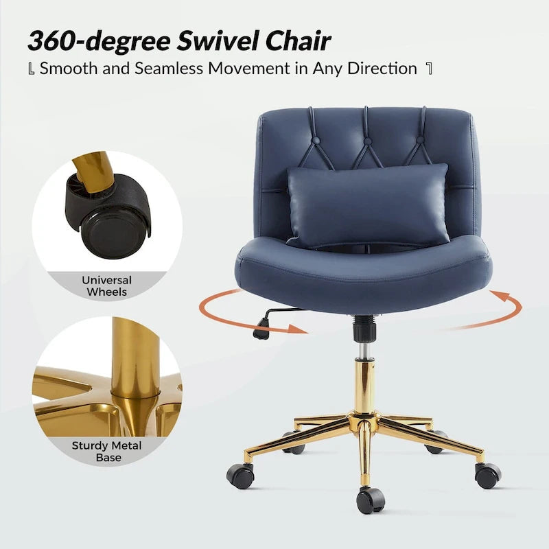 Bürodrehstuhl Charlie Modern Button-Tufted mit Kippfunktion und Kissen von