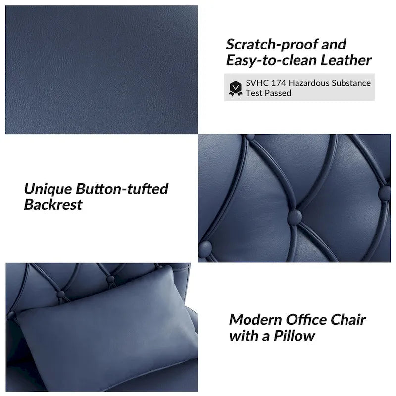 Bürodrehstuhl Charlie Modern Button-Tufted mit Kippfunktion und Kissen von
