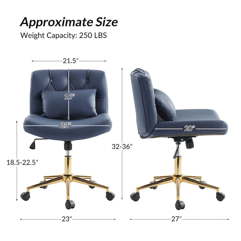 Bürodrehstuhl Charlie Modern Button-Tufted mit Kippfunktion und Kissen von