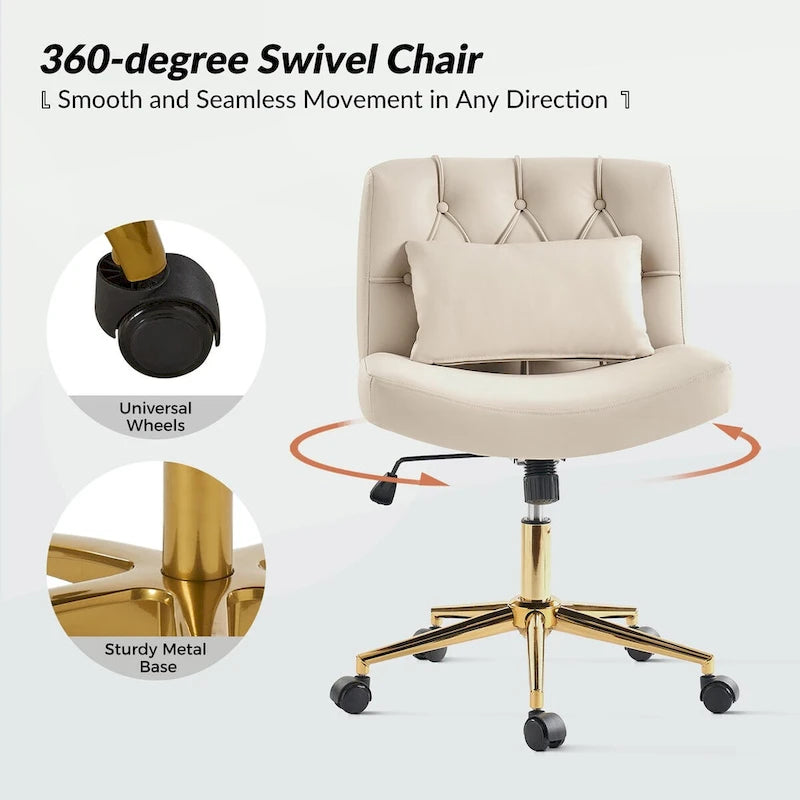 Bürodrehstuhl Charlie Modern Button-Tufted mit Kippfunktion und Kissen von