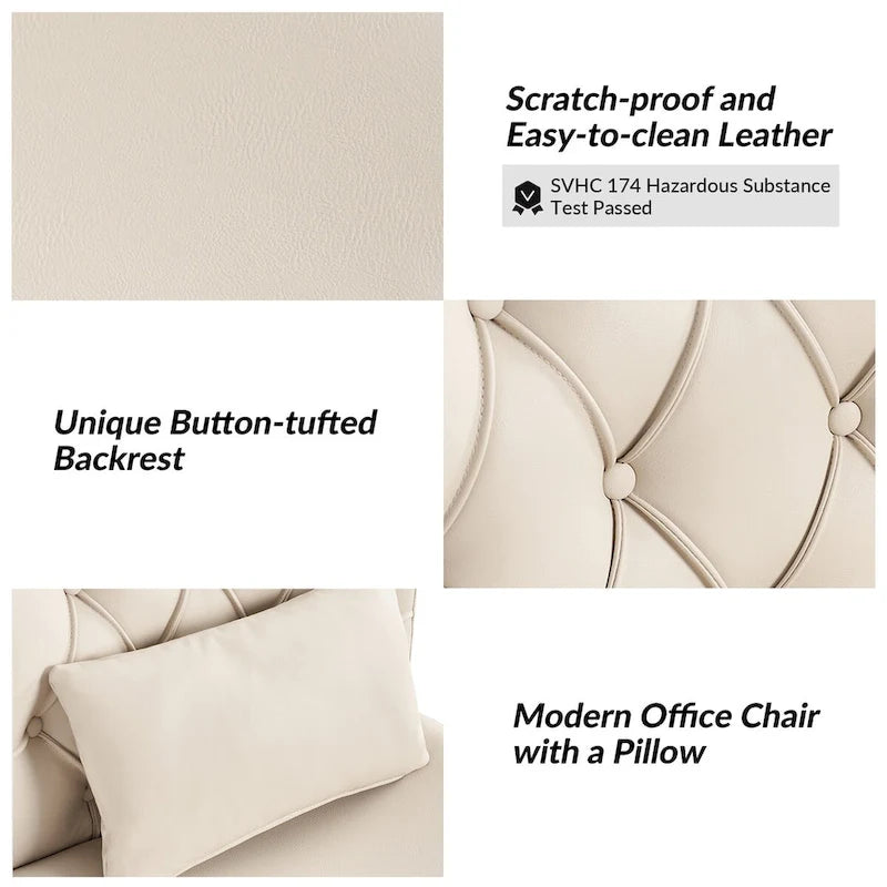 Bürodrehstuhl Charlie Modern Button-Tufted mit Kippfunktion und Kissen von