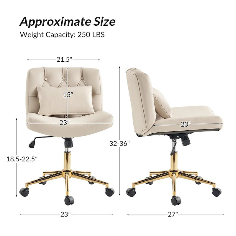 Bürodrehstuhl Charlie Modern Button-Tufted mit Kippfunktion und Kissen von