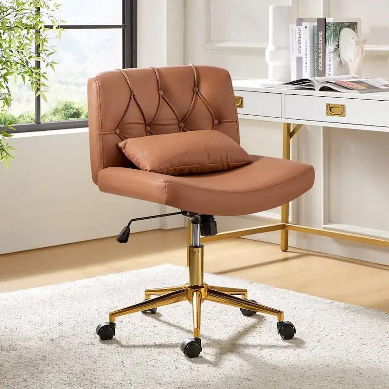 Bürodrehstuhl Charlie Modern Button-Tufted mit Kippfunktion und Kissen von