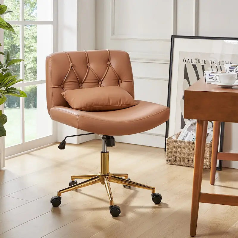 Bürodrehstuhl Charlie Modern Button-Tufted mit Kippfunktion und Kissen von