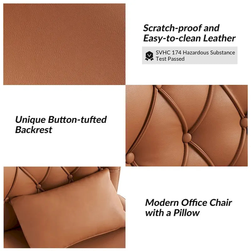 Bürodrehstuhl Charlie Modern Button-Tufted mit Kippfunktion und Kissen von
