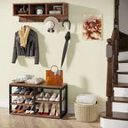 Industrielle Garderobenbank und Wandgarderobe Set, Rustikales Braun