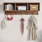 Industrielle Garderobenbank und Wandgarderobe Set, Rustikales Braun