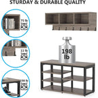 Industrielle Garderobenbank und Wandgarderobe Set, Rustikales Braun