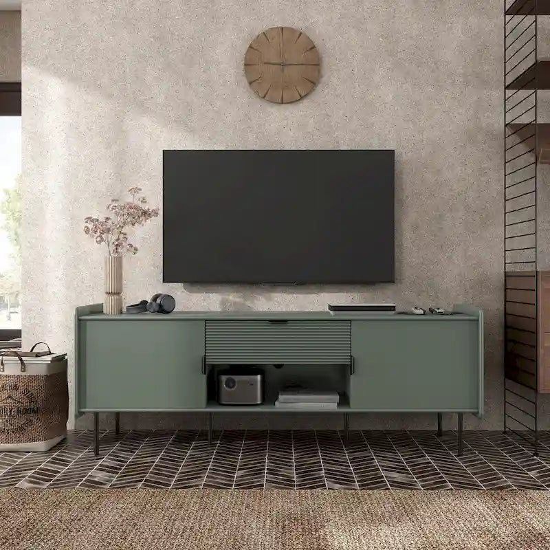  Zaria Modern 60-inch TV Stand with Storage Cabinets and Center Drawer