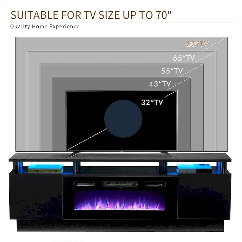 70  TV-Ständer mit Elektrokamin, 36  Elektrokamin