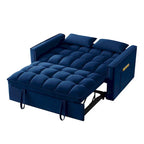 4-in-1 Loveseat Schlafsofa mit Armlehnen & Aufbewahrungstaschen, Multifunktionales getuftetes Ausziehsofa mit verstellbarer Rückenlehne