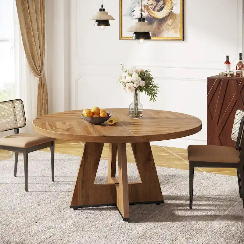 47 Zoll runder Esstisch für 4 Personen, Holztisch im Landhausstil für Küche, Esszimmer, Wohnzimmer