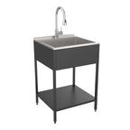 61 cm B x 56 cm T x 89 cm H Waschbecken aus Edelstahl mit Unterschrank