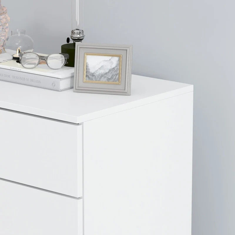 5 Schubladen Kommode Nachttisch Aufbewahrungsschrank 60cm B Weiß/Schwarz