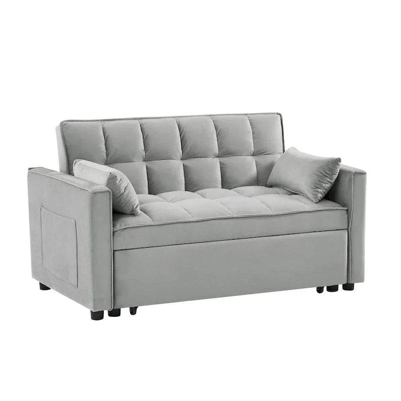3-in-1 Schlafsofa aus Samt mit Ausziehbett und verstellbarer Rückenlehne
