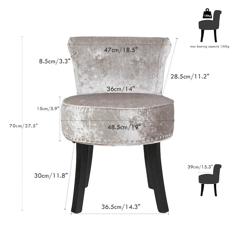 27,5 Hoher Waschtischhocker aus Massivholz – 27,5 H X 19 B X 11,8 T