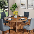47 Zoll runder Esstisch für 4 Personen, Holztisch im Landhausstil für Küche, Esszimmer, Wohnzimmer