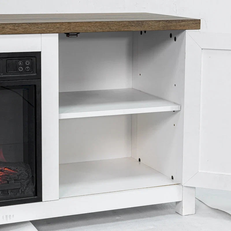 58 Farmhouse elektrische Kamin-TV-Ständer Konsolentisch für Fernseher bis zu 65 Zoll