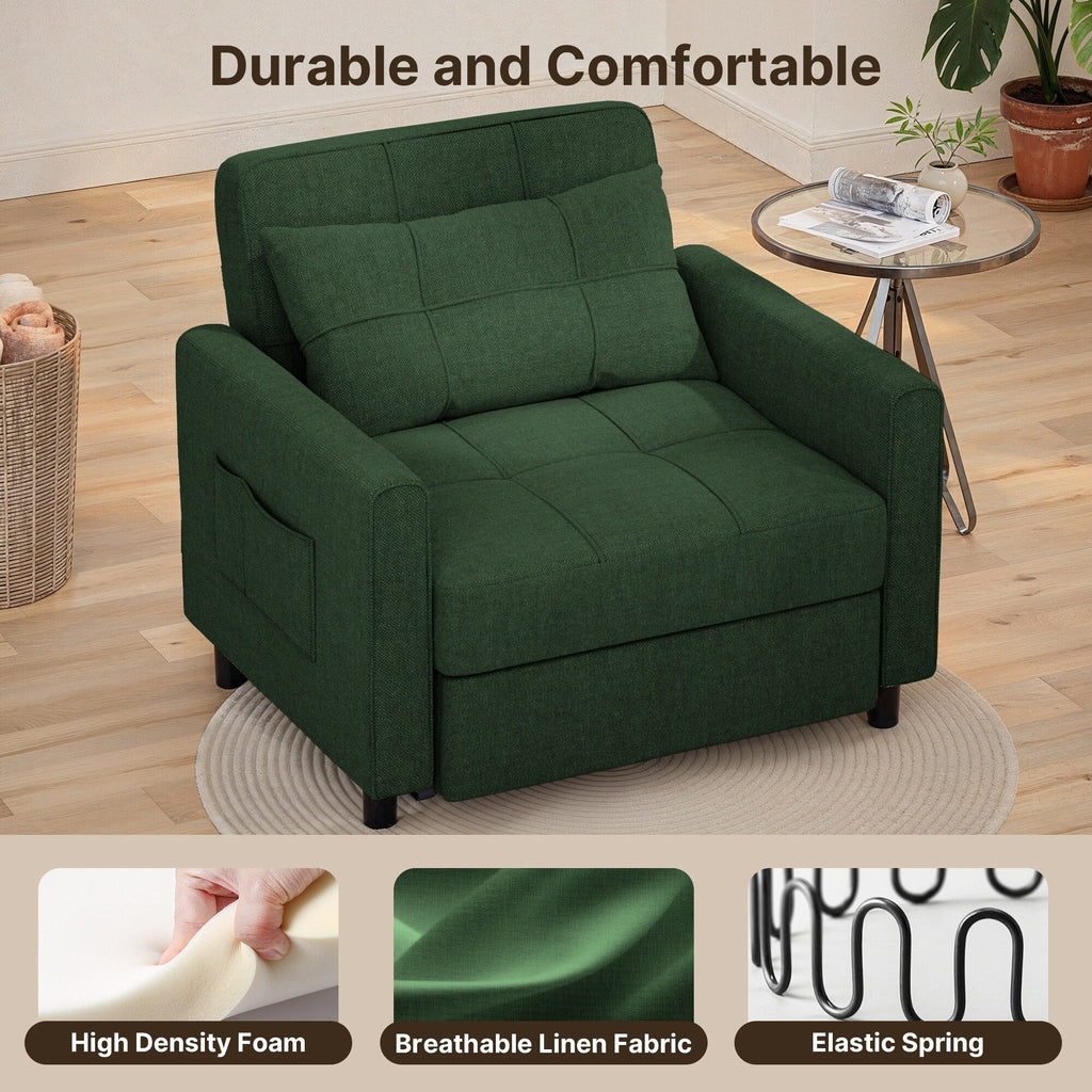 3-in-1 verstellbares Schlafsofa, ausziehbares Sesselsofa, umwandelbares Klappbett für das Wohnzimmer