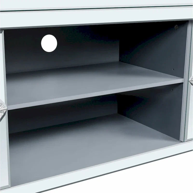 59-Zoll-TV-Ständer mit rautenförmigen Spiegeltüren und Stauraum für Fernseher bis zu 65 Zoll