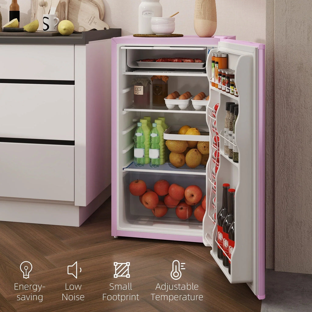 3.2 Cu.Ft Mini-Kühlschrank mit Gefrierfach, eintüriger Kompaktkühlschrank mit einstellbarem Thermostat für das Schlafzimmer
