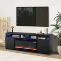 68 Moderne schwarze RGB-Elektrokamin-TV-Konsole für Fernsehgeräte bis 72 Zoll