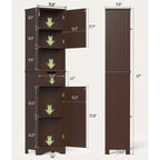 67 Zoll hoher Badezimmerschrank, schmaler Wäscheschrank, Aufbewahrungsschrank mit 2 Türen und Schublade