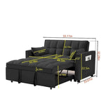 3-in-1 Schlafsofa aus Samt mit Ausziehbett und verstellbarer Rückenlehne