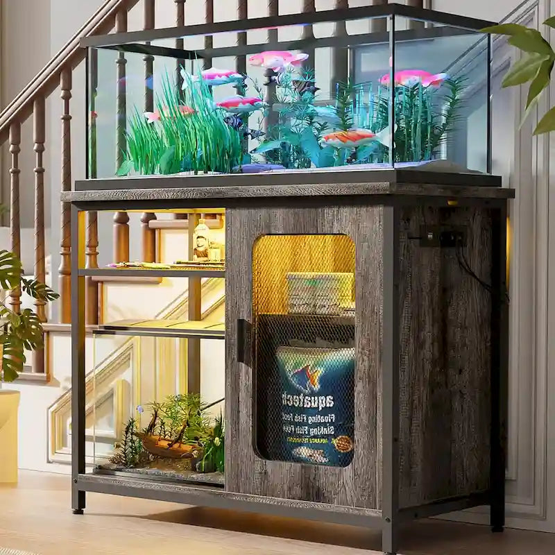 20-29 Gallonen Aquarienunterschrank mit Steckdosen & LED-Beleuchtung