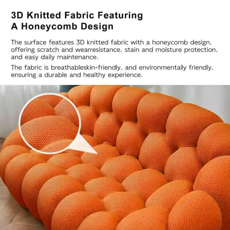 2-Sitzer Blasen-Sofa, geschwungen, Wabenform mit 3D-Textilgewebe für Wohnzimmer, Salon, Apartment