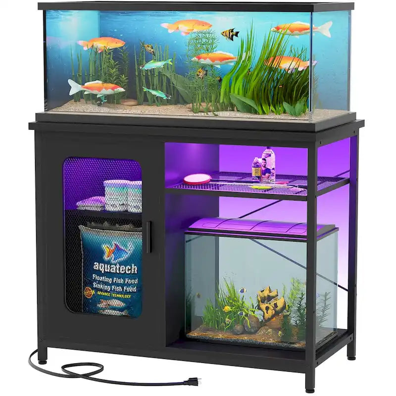 20-29 Gallonen Aquarienunterschrank mit Steckdosen & LED-Beleuchtung