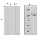 2-türiger Kleiderschrank, freistehender Schlafzimmerschrank mit Kleiderstange