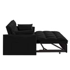 4-in-1 Loveseat Schlafsofa mit Armlehnen & Aufbewahrungstaschen, Multifunktionales getuftetes Ausziehsofa mit verstellbarer Rückenlehne
